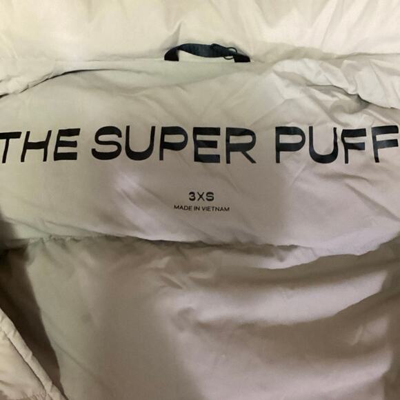 Aritzia TNA The Super Puff Beige Goose Down Zip Hoodie Puffer Coat Jacket 3XS - Picture 7 of 9